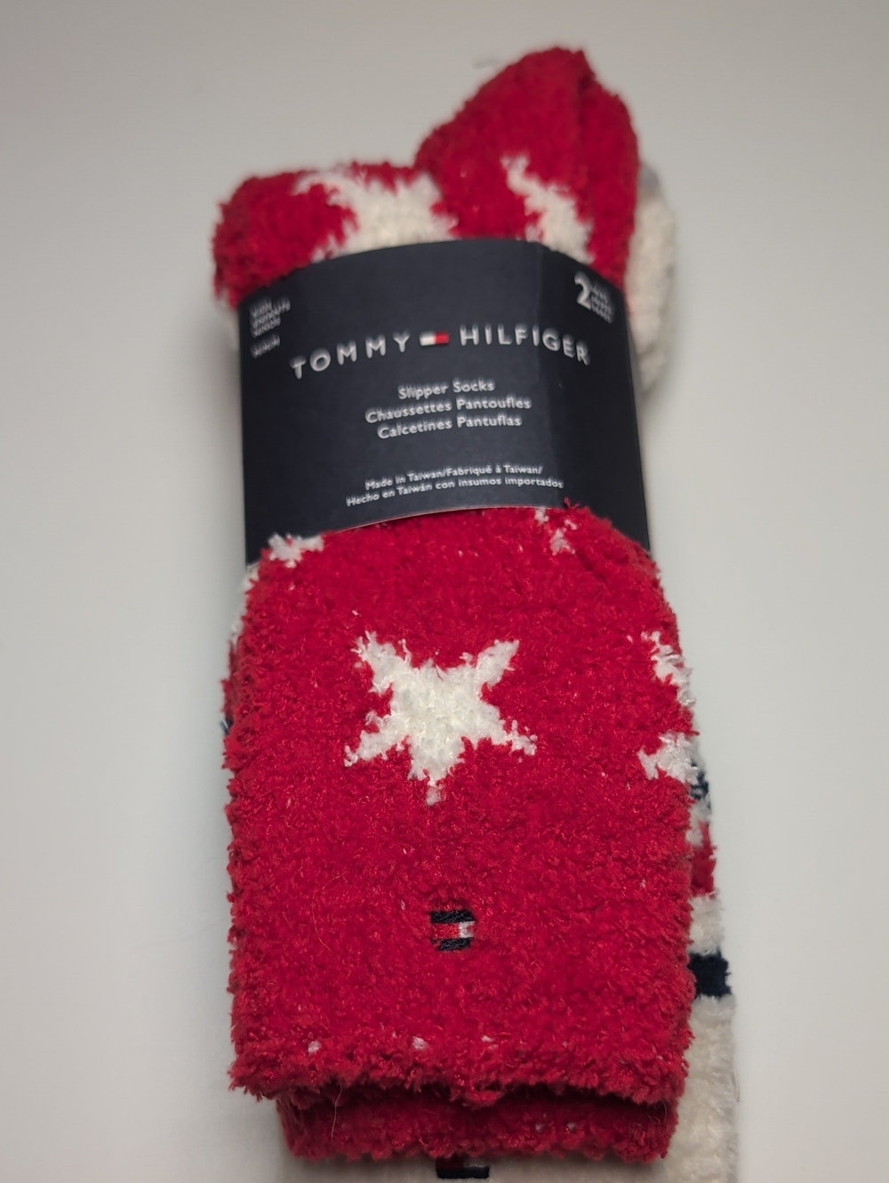 Tommy Hilfiger Red & White Plush Star Slipper Socks - 2 Pack